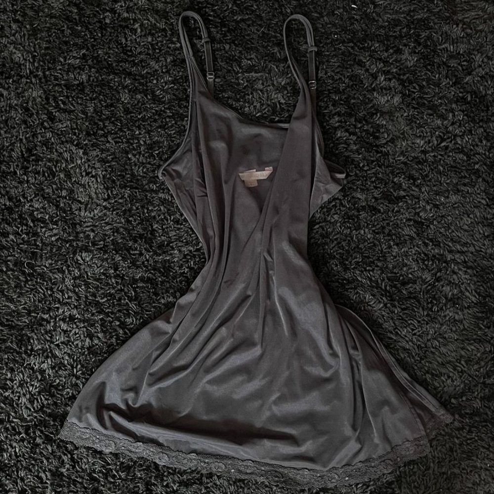 LARGE Y2K Black Whimsygoth Sheer Mini Slip Dress